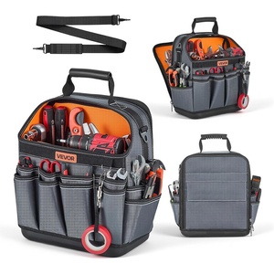 VEVOR Tool Bag, 13.2 Inch, 34-Pocket Portable Large Tool Box Organizer Storage, Carry Toolbox with Hard Plastic Base, Large Zipper, Adjustable Shoulder Strap, for Men Women Dad Husband Fathers Day(13″ Open Top)