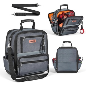 VEVOR Tool Bag, 13.2 Inch, 34-Pocket Portable Large Tool Box Organizer Storage, Carry Toolbox with Hard Plastic Base, Large Zipper, Adjustable Shoulder Strap, for Men Women Dad Husband Fathers Day(13″ Regular)