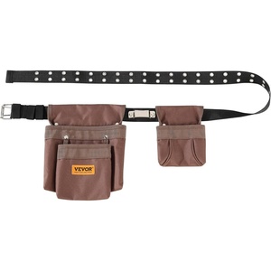 VEVOR Tool Belt, Adjusts from 29 Inches to 54 Inches, Polyester Heavy Duty Tool Pouch Bag, Detachable Tool Bag for Electrician, Carpenter, Handyman, Woodworker, Construction, Framer, Brown(Polyester)