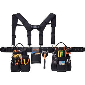VEVOR Tool Belt, Magnetic Tool Pouch for Men, 28 Pockets Heavy Duty Adjustable Utility Belt Detachable Work Bag for Electrician, Carpenter, Construction, Work Apron Organizer, Waist Adjust 31 to 48in(19 Pockets)