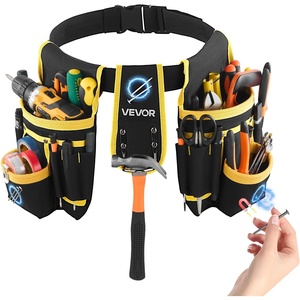 VEVOR Tool Belt, Magnetic Tool Pouch for Men, 28 Pockets Heavy Duty Adjustable Utility Belt Detachable Work Bag for Electrician, Carpenter, Construction, Work Apron Organizer, Waist Adjust 31 to 48in(28 Pockets)