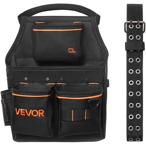 VEVOR Tool Pouch with Belt, 14 Pockets Professional Tool Belt Pouch for Men, Heavy Duty Detachable Adjustable Utility Work Bag for Electrician, Carpenter, Construction, Adjusts Waist 32 to 50 Inches(Tool Belt Pouch)