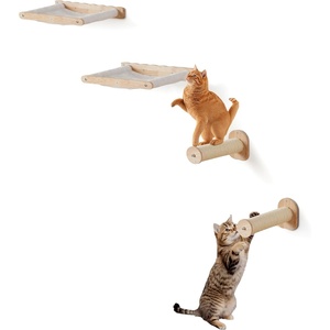 VEVOR Wall Mounted Cat Shelves, Cat Wall Shelves and Perches with Jumping Boards, Cat Beds, Hammocks & Cat Tree, Cat Furniture and Shelves up to 40 lbs for Sleeping, Playing, Climbing, Set of 9(Free)