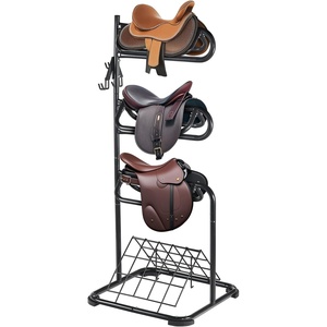 VEVOR Wall Mounted Saddle Rack, 30.9 x 29.9 x 5.5 in, Swing Out Saddle Holder, Six Tiers Horse Saddle Stand, Space Saving Horse Pad and Blanket Rack for Tack Room Organization Trailer Accessories(XL Large 3 Tiers-1 Pack)