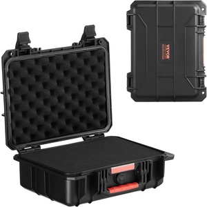 VEVOR Weatherproof Hard Case, Heavy Duty Protective Dry Box with Pre-cut Foam, Retractable Pull Handles for Travel, Hunting, Military, Tactical, IP67 Waterproof Case for Cameras(14.96×11.81×5.51)(Black)