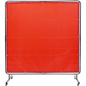 VEVOR Welding Screen with Frame, 6 x 6 FT Welding Curtain Screen, Flame-Resistant Vinyl Safety Protection Screens with Lockable Swivel Wheels & 6-Level UV Protection for Workshop/Industrial Use, Blue(Red)