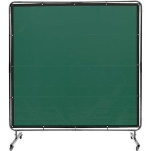 VEVOR Welding Screen with Frame, 6 x 6 FT Welding Curtain Screen, Flame-Resistant Vinyl Safety Protection Screens with Lockable Swivel Wheels & 6-Level UV Protection for Workshop/Industrial Use, Blue(Green)
