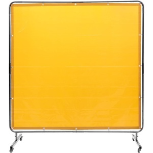 VEVOR Welding Screen with Frame, 6 x 6 FT Welding Curtain Screen, Flame-Resistant Vinyl Safety Protection Screens with Lockable Swivel Wheels & 6-Level UV Protection for Workshop/Industrial Use, Blue(Yellow)
