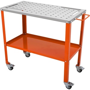 VEVOR Welding Table 36″x18″, 1200lbs Load Capacity Steel Welding Workbench Table on Wheels, Portable Work Bench with Braking Lockable Casters, 4 Tool Slots, 5/8-inch Fixture Holes, Tool Tray | Portable Work Bench with Lockable Casters, 4 Tool Slots, 5/8-inch Fixture Holes, Tool Tray for Workshops, Silver & Orange(36″ x 18″)