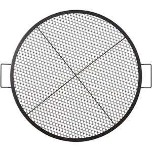 VEVOR X-Marks Fire Pit Grill Grate, Round Cooking Grate, Heavy Duty Steel Campfire BBQ Grill Grid with Handle and Support X Wire, Portable Camping Cookware for Outside Party & Gathering, 30 Inch Black(36 inch Round)