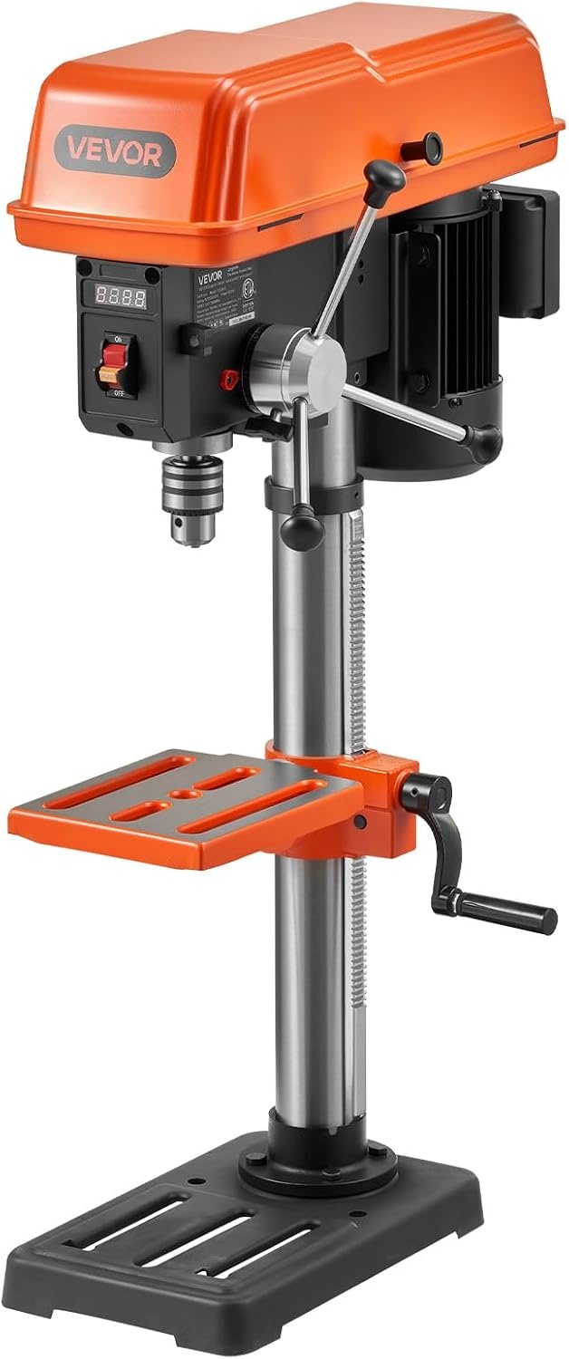image:imageVEVOR 12 in Benchtop Drill Press 5 Amp 120V Variable Speed Cast Iron Bench Drill Press 12 in Swing Distance 045 Tiltling Worktable with Laser Work Light Tabletop Drilling Machine for Wood Metal10in5A