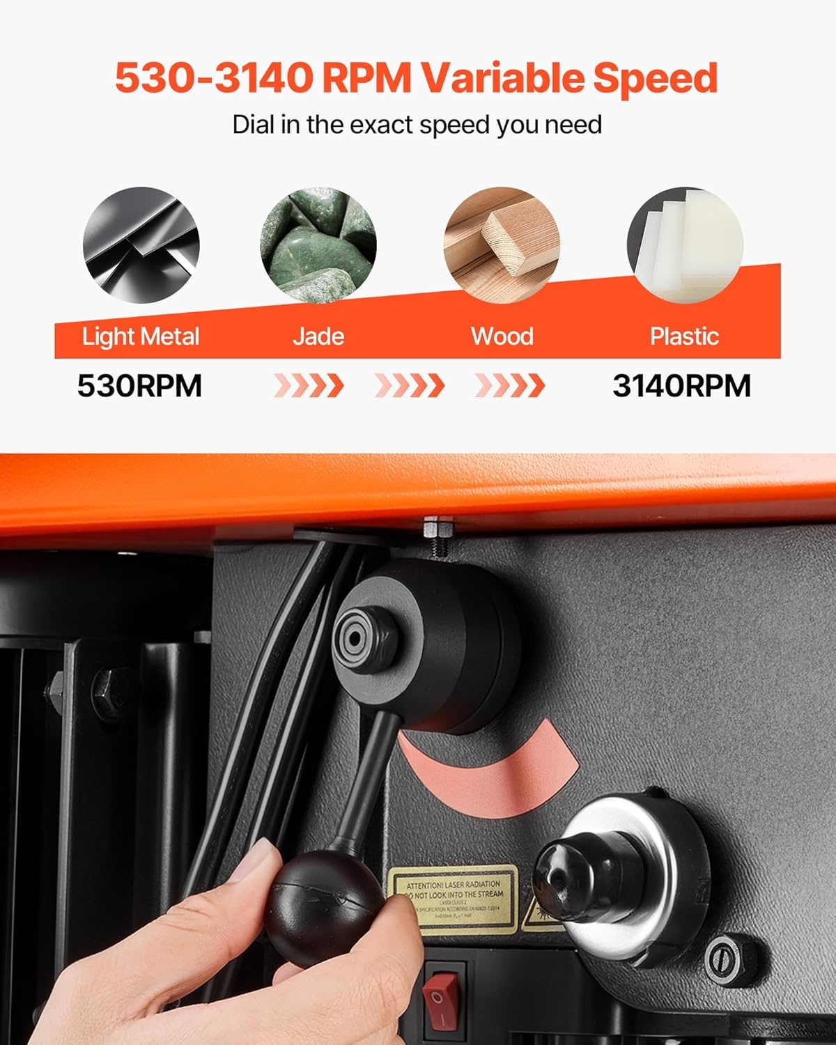 image:imageVEVOR 12 in Benchtop Drill Press 5 Amp 120V Variable Speed Cast Iron Bench Drill Press 12 in Swing Distance 045 Tiltling Worktable with Laser Work Light Tabletop Drilling Machine for Wood Metal10in5A
