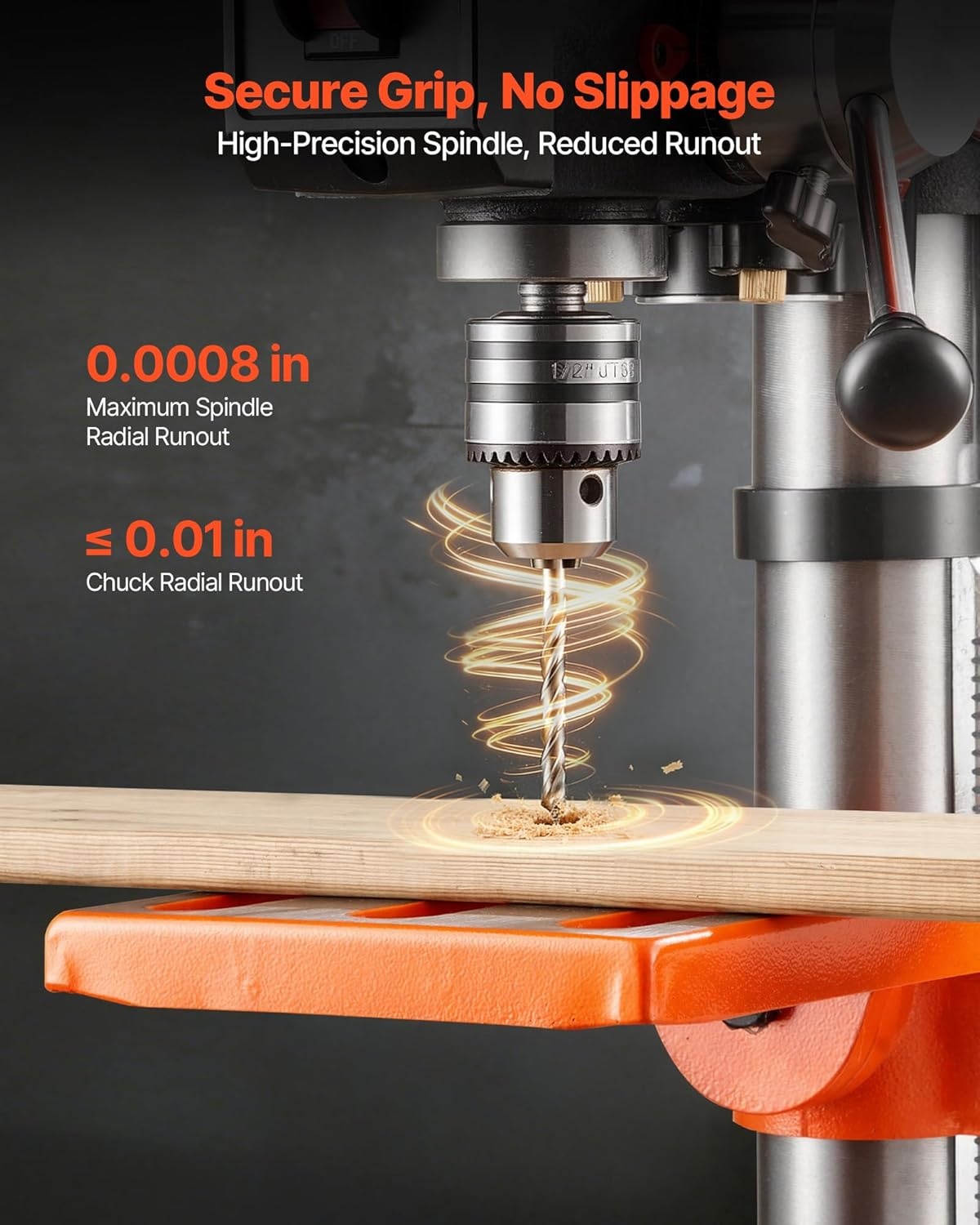 image:imageVEVOR 12 in Benchtop Drill Press 5 Amp 120V Variable Speed Cast Iron Bench Drill Press 12 in Swing Distance 045 Tiltling Worktable with Laser Work Light Tabletop Drilling Machine for Wood Metal10in5A