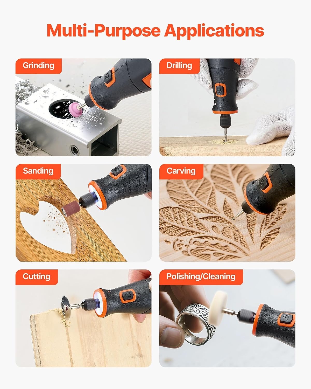 image:imageVEVOR 136Piece Cordless Rotary Tool Kit DC8V Portable Mini Power Rotary Tool 5 Speeds 500030000RPM MultiPurpose DIY Tools for Engraving Sanding Polishing Carving Grinding Cutting DIY Craft73PCS