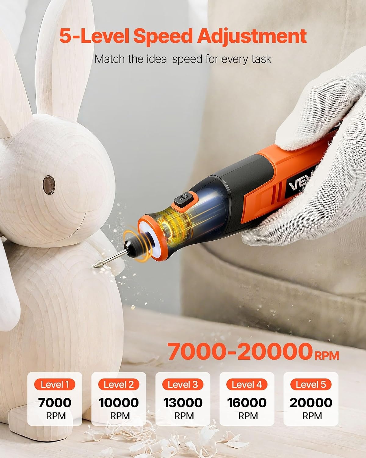 image:imageVEVOR 136Piece Cordless Rotary Tool Kit DC8V Portable Mini Power Rotary Tool 5 Speeds 500030000RPM MultiPurpose DIY Tools for Engraving Sanding Polishing Carving Grinding Cutting DIY Craft73PCS