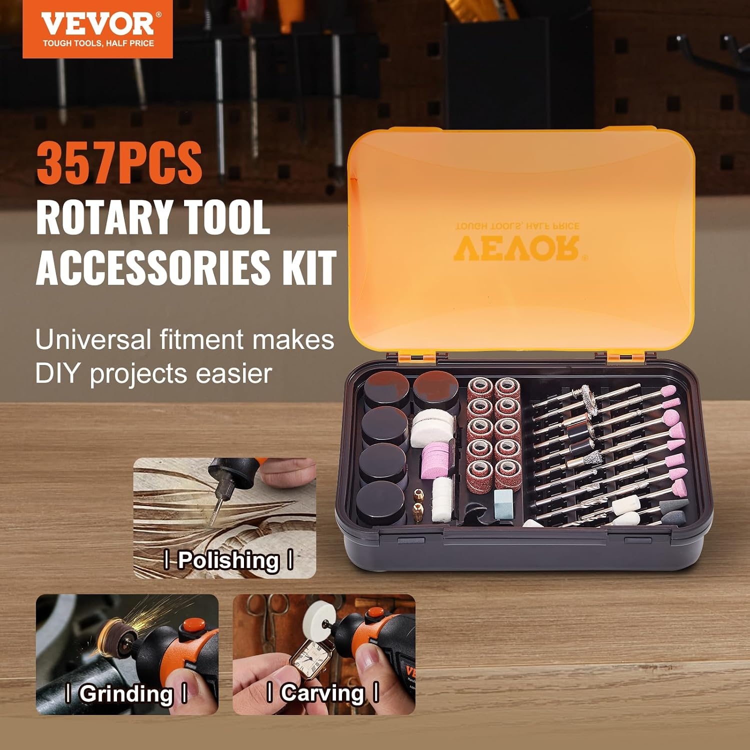 image:imageVEVOR 136Piece Cordless Rotary Tool Kit DC8V Portable Mini Power Rotary Tool 5 Speeds 500030000RPM MultiPurpose DIY Tools for Engraving Sanding Polishing Carving Grinding Cutting DIY Craft375PCS Accessories