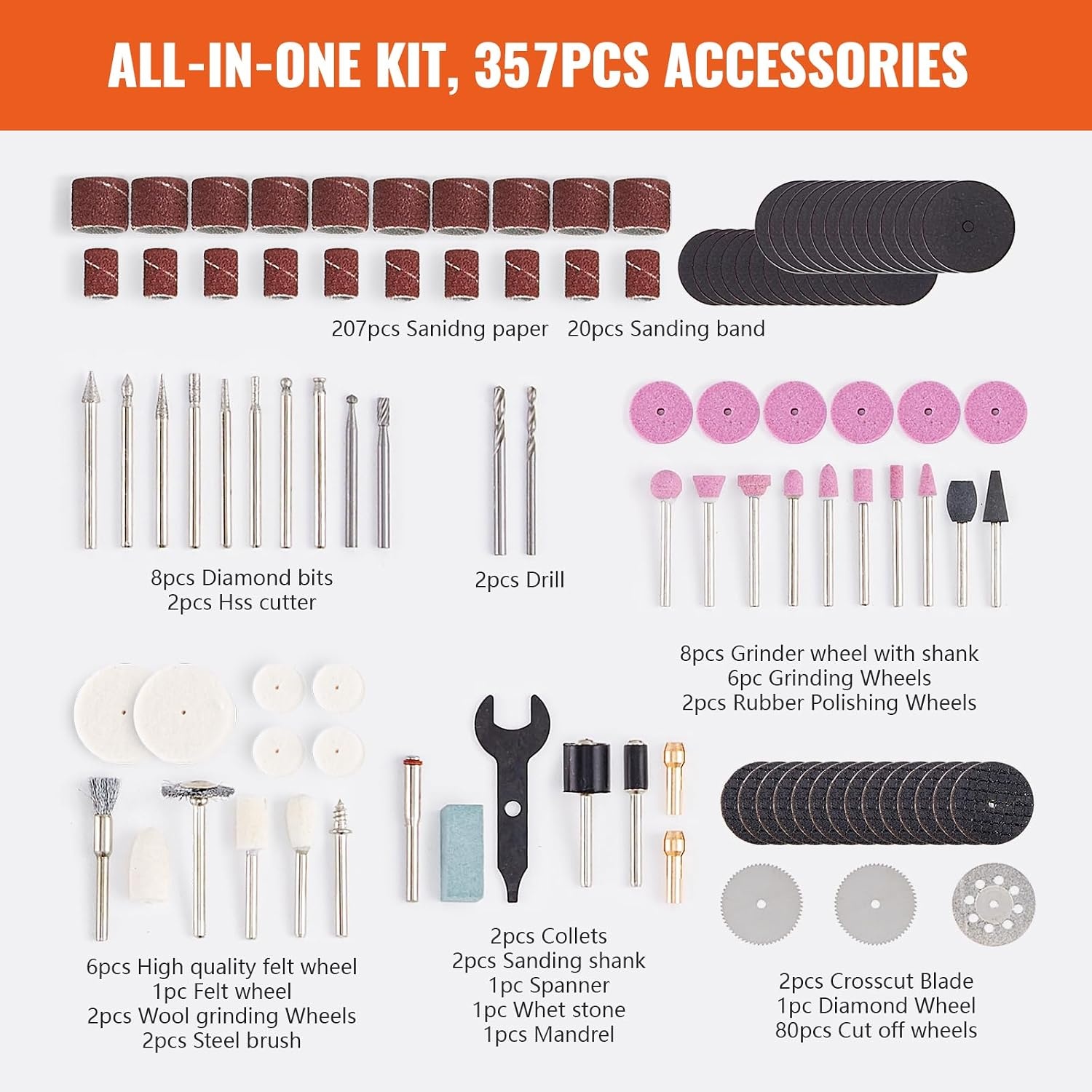 image:imageVEVOR 136Piece Cordless Rotary Tool Kit DC8V Portable Mini Power Rotary Tool 5 Speeds 500030000RPM MultiPurpose DIY Tools for Engraving Sanding Polishing Carving Grinding Cutting DIY Craft375PCS Accessories