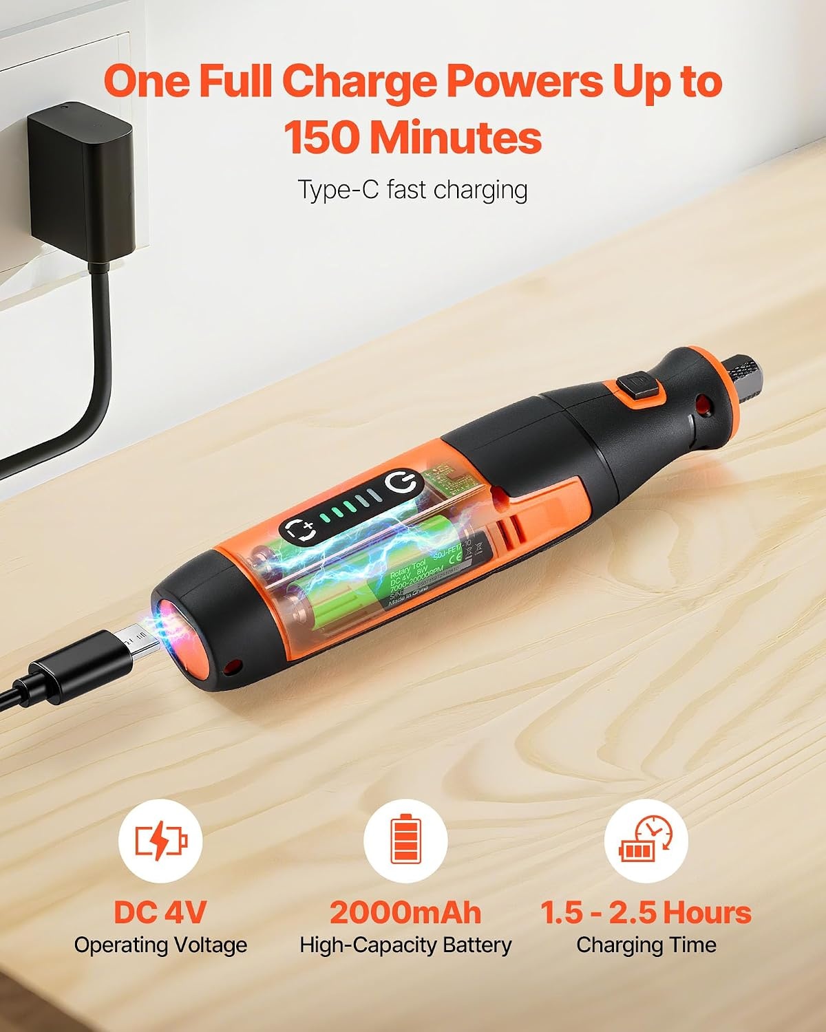 image:imageVEVOR 136Piece Cordless Rotary Tool Kit DC8V Portable Mini Power Rotary Tool 5 Speeds 500030000RPM MultiPurpose DIY Tools for Engraving Sanding Polishing Carving Grinding Cutting DIY Craft73PCS