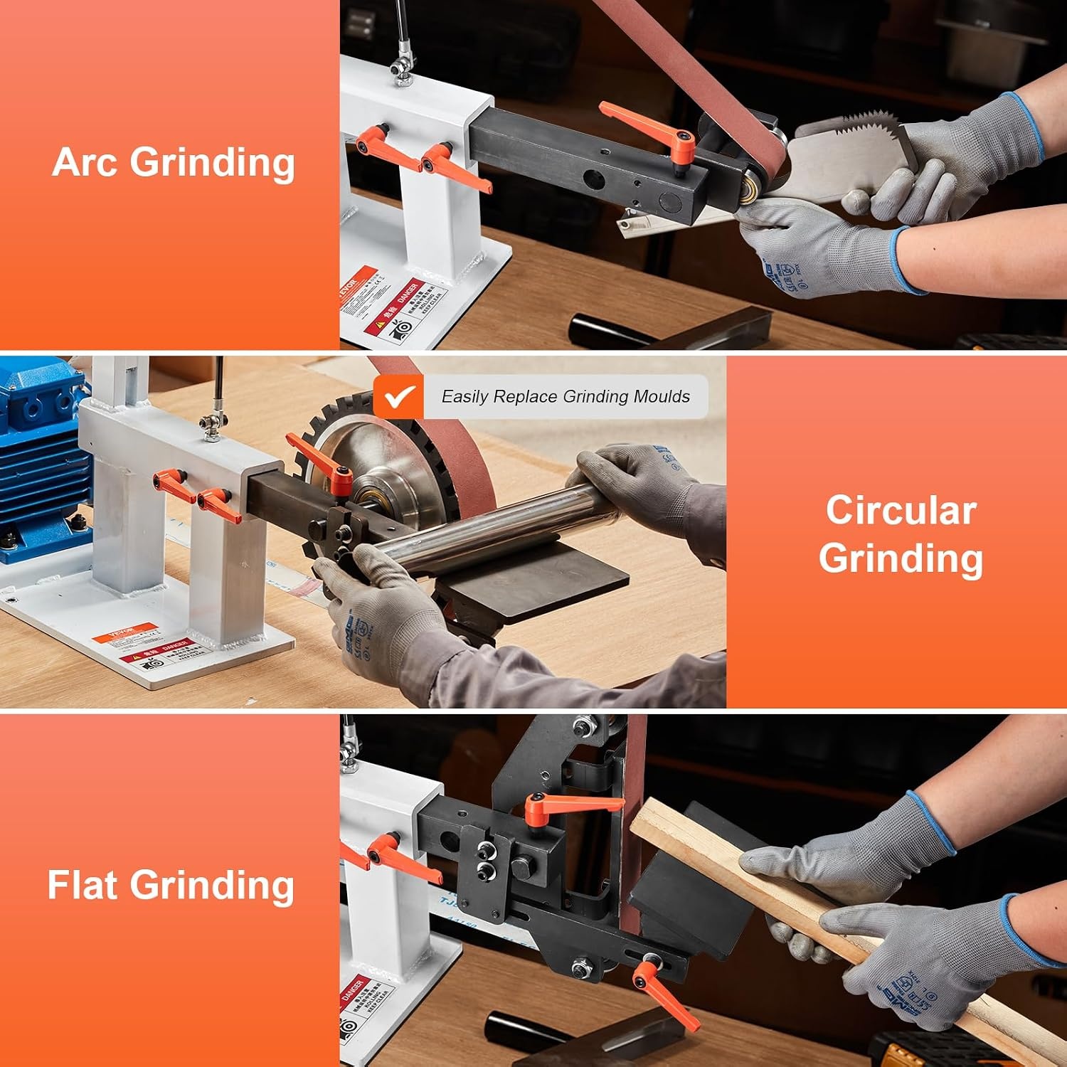 image:imageVEVOR 1500W 2HP Belt Sander Grinder 2 x 82 Variable Speed Belt Grinder for Metalworking 3 in 1 Belt Sander Polisher with 3 Grinding Moulds amp Flat Platen Tool Rest for Knife Making722 in2900RPM