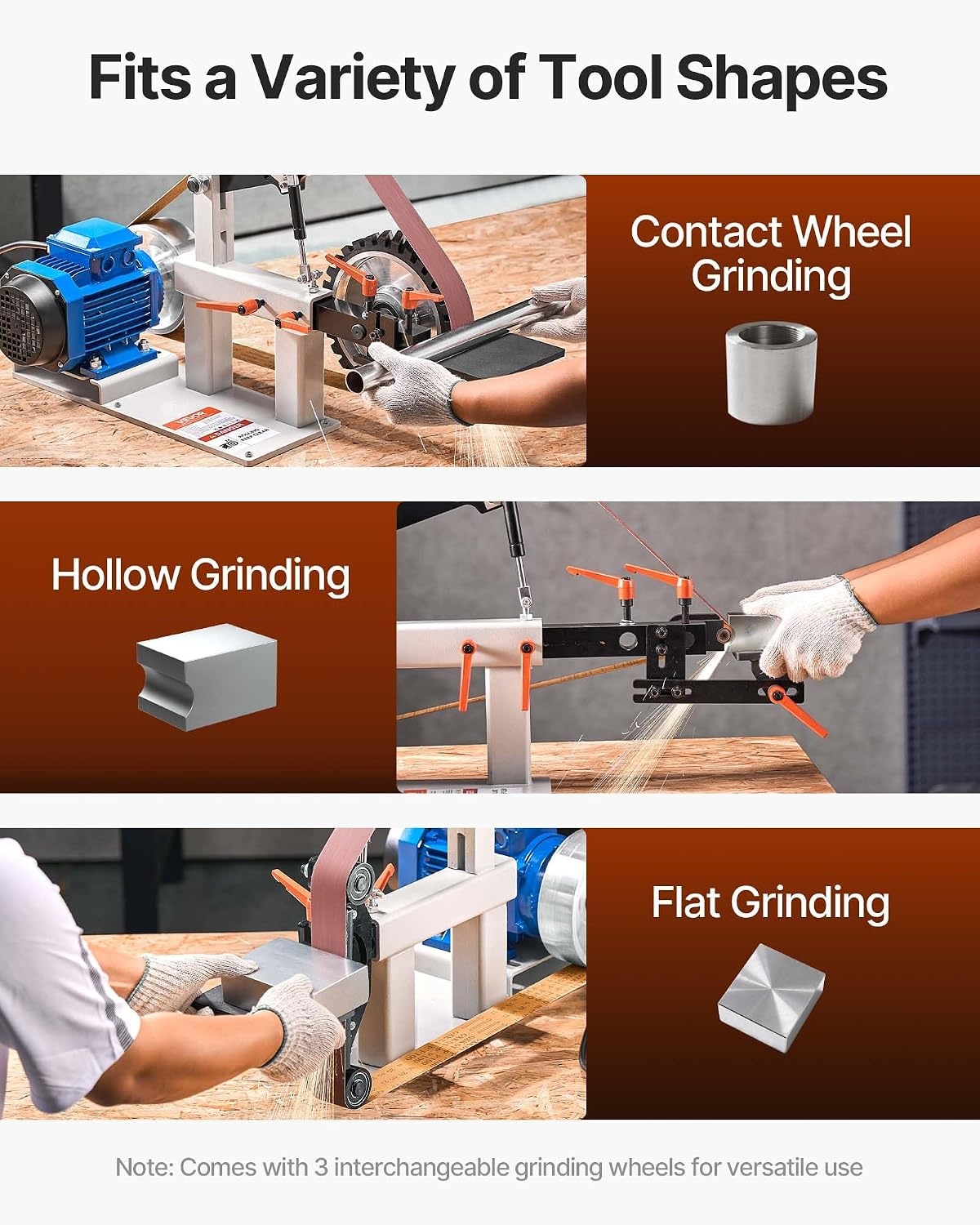 image:imageVEVOR 1500W 2HP Belt Sander Grinder 2 x 82 Variable Speed Belt Grinder for Metalworking 3 in 1 Belt Sander Polisher with 3 Grinding Moulds amp Flat Platen Tool Rest for Knife Making822 in2800RPM