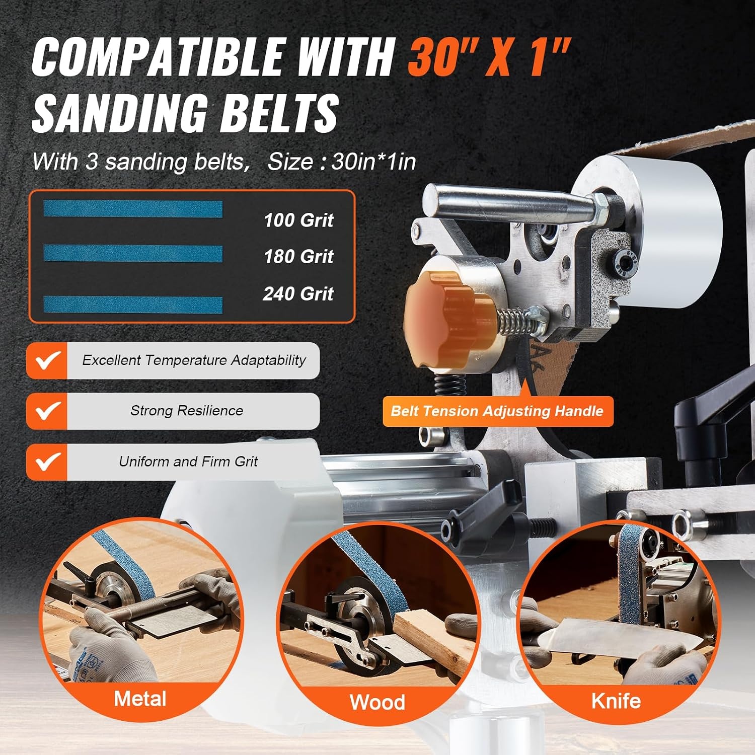 image:imageVEVOR 1500W 2HP Belt Sander Grinder 2 x 82 Variable Speed Belt Grinder for Metalworking 3 in 1 Belt Sander Polisher with 3 Grinding Moulds amp Flat Platen Tool Rest for Knife Making301 in5500RPM