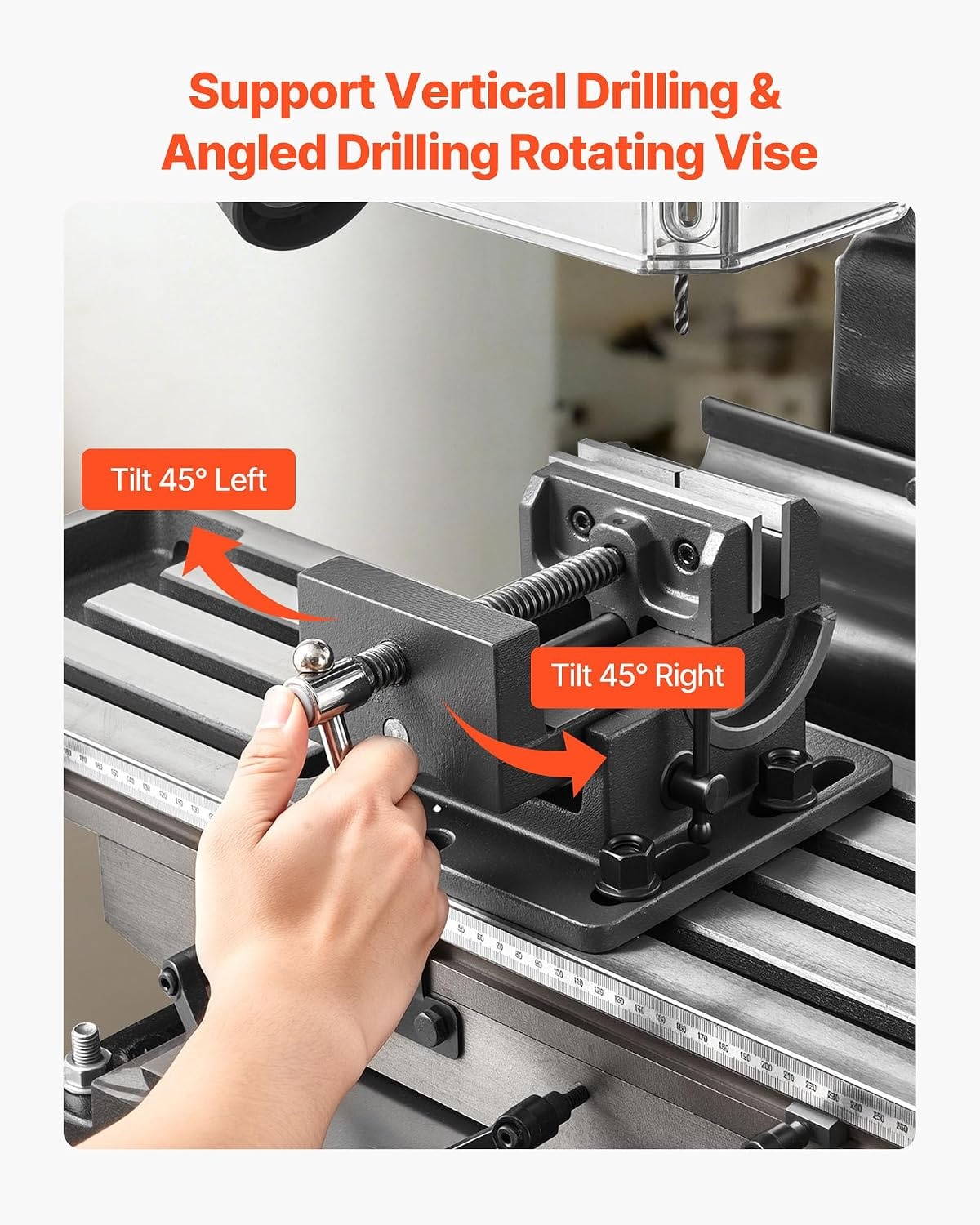 image:imageVEVOR 15875Inch Mill Drill Machine 2 HP Benchtop Milling Drill Press 1502560 RPM Adjustable Speed with Rotating Vise Laser and Work Light Milling Drilling Machine for Woodworking Light Metal
