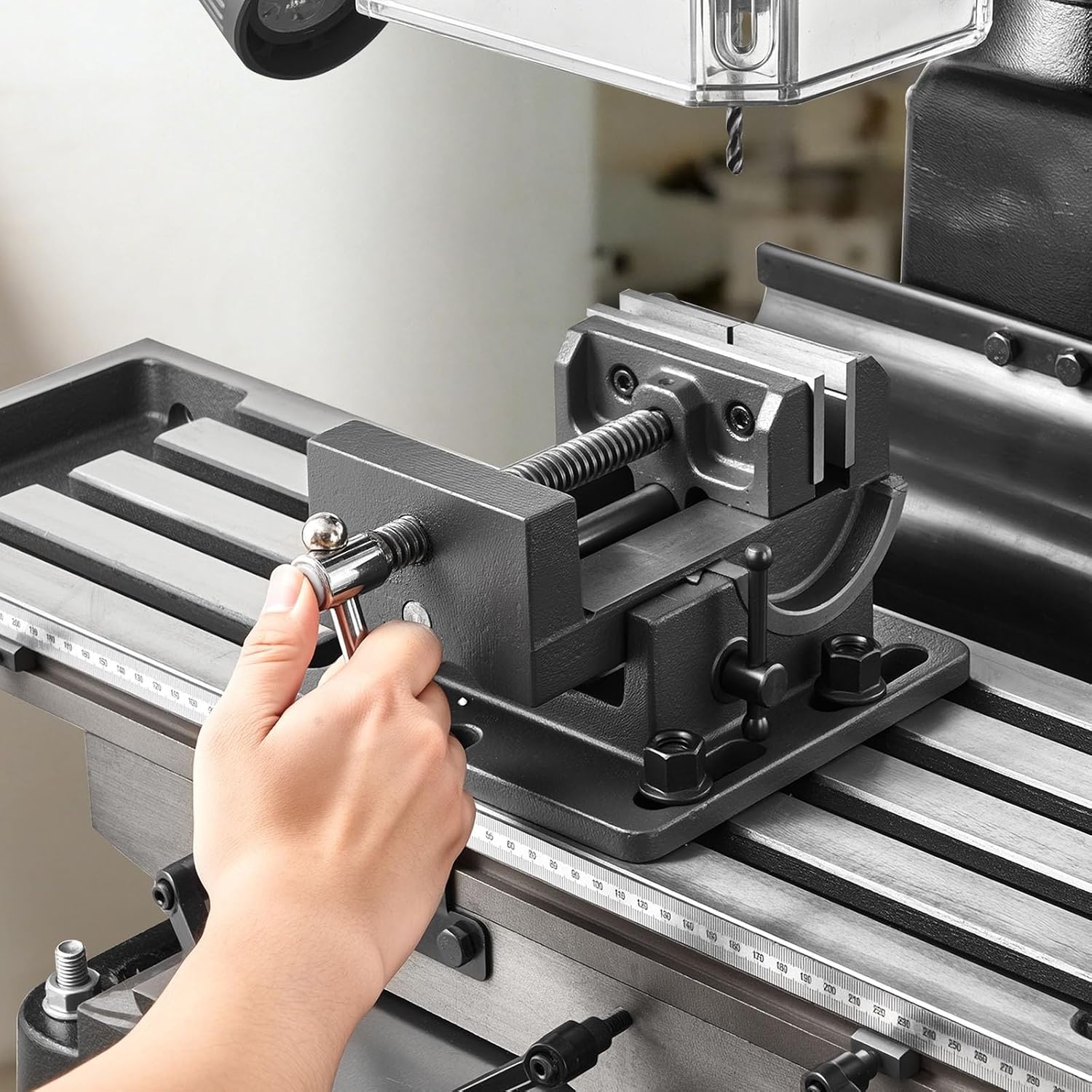 image:imageVEVOR 15875Inch Mill Drill Machine 2 HP Benchtop Milling Drill Press 1502560 RPM Adjustable Speed with Rotating Vise Laser and Work Light Milling Drilling Machine for Woodworking Light Metal