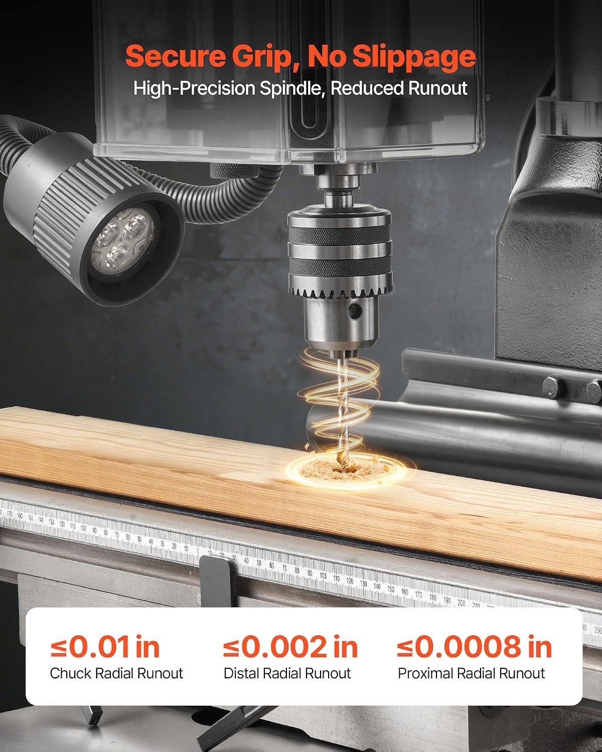 image:imageVEVOR 15875Inch Mill Drill Machine 2 HP Benchtop Milling Drill Press 1502560 RPM Adjustable Speed with Rotating Vise Laser and Work Light Milling Drilling Machine for Woodworking Light Metal