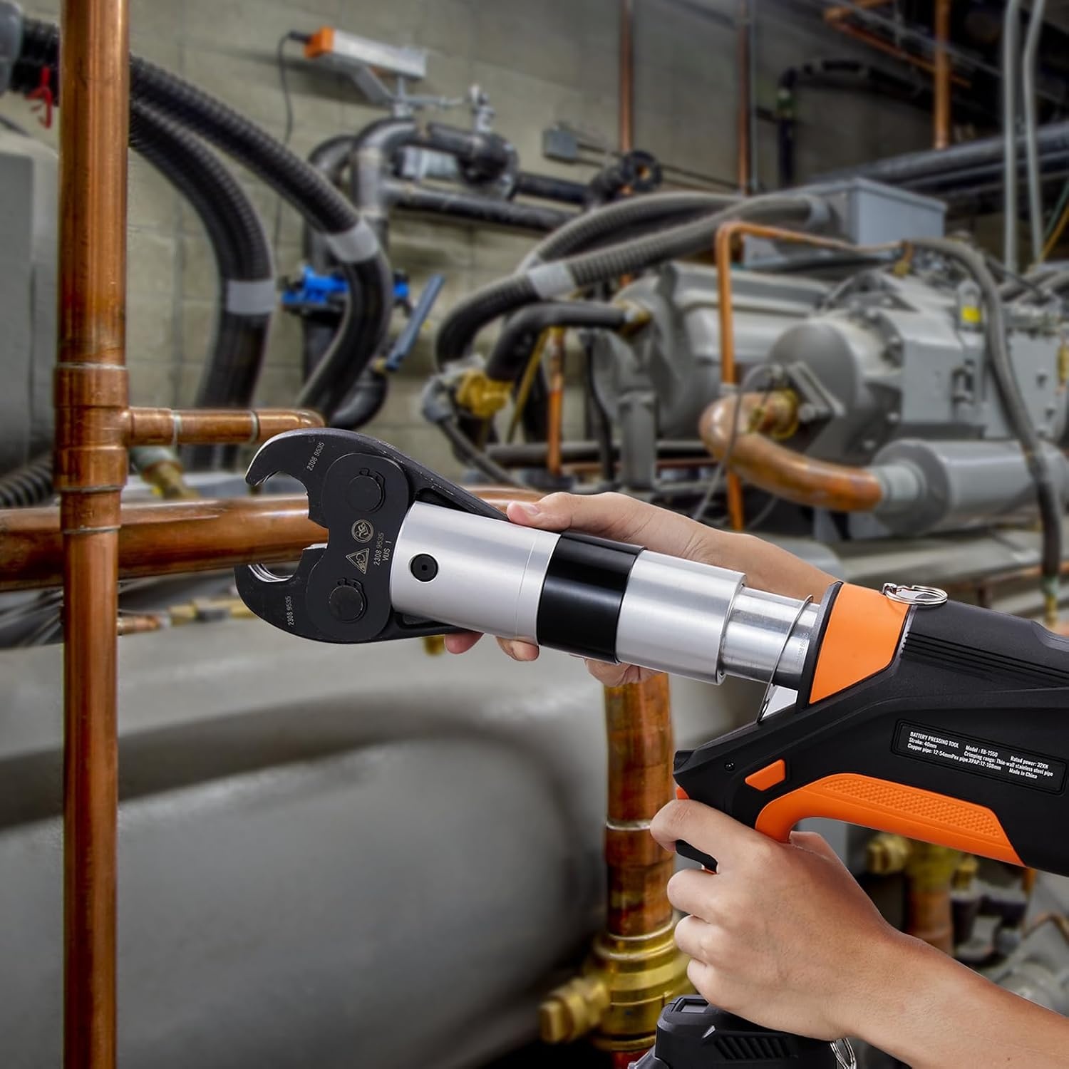 image:imageVEVOR 18V Press Tool 32KN Electric Pipe Crimping Tool for 12 to 2 Copper Pipes 360 Rotation Automatic Crimper with Brushless Motor amp 6 Jaws Compatible with ProPress6 Jaws Brushless Motor