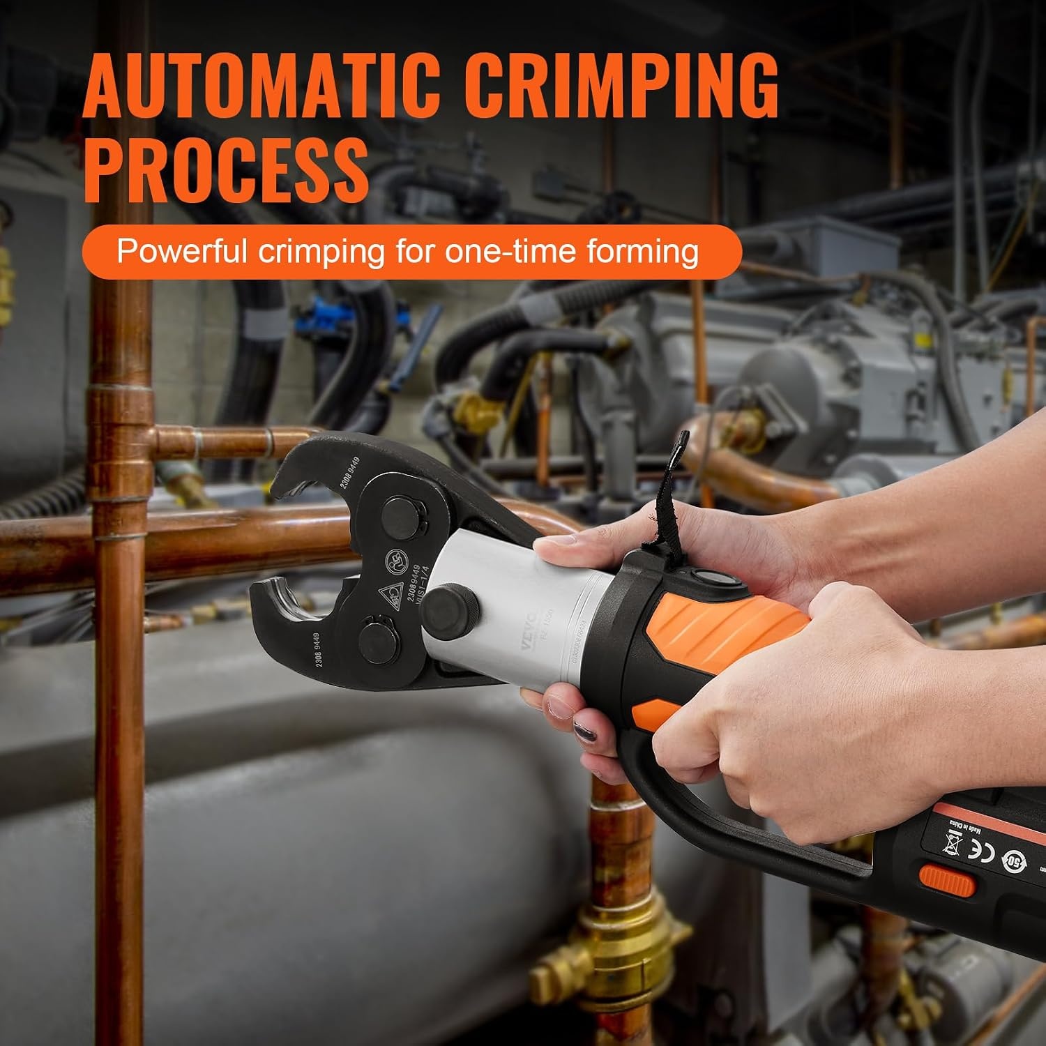image:imageVEVOR 18V Press Tool 32KN Electric Pipe Crimping Tool for 12 to 2 Copper Pipes 360 Rotation Automatic Crimper with Brushless Motor amp 6 Jaws Compatible with ProPress6 VUS Press Jaws
