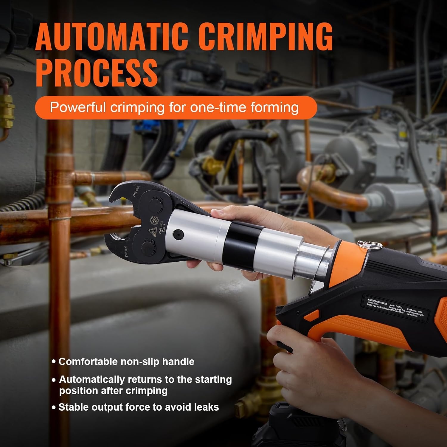 image:imageVEVOR 18V Press Tool 32KN Electric Pipe Crimping Tool for 12 to 2 Copper Pipes 360 Rotation Automatic Crimper with Brushless Motor amp 6 Jaws Compatible with ProPress6 Jaws Brushless Motor