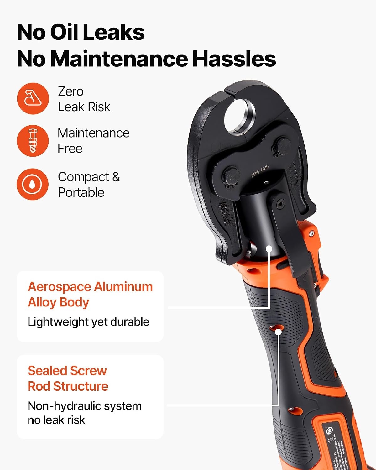 image:imageVEVOR 18V Press Tool 32KN Electric Pipe Crimping Tool for 12 to 2 Copper Pipes 360 Rotation Automatic Crimper with Brushless Motor amp 6 Jaws Compatible with ProPress3 VPF Jaws