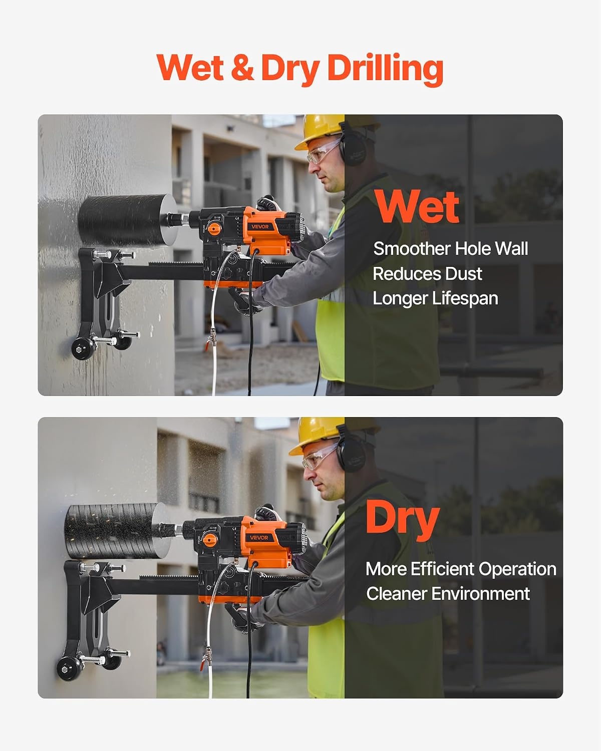 image:imageVEVOR 2 in 1 Handheld amp Standmount Core Drill 0863in Drilling Diameter 2000W Powerful Concrete Drilling Machine with Stand and Core Bit For Corner Operation and LargeScale Projects10in Core Drill 10 Bits Set