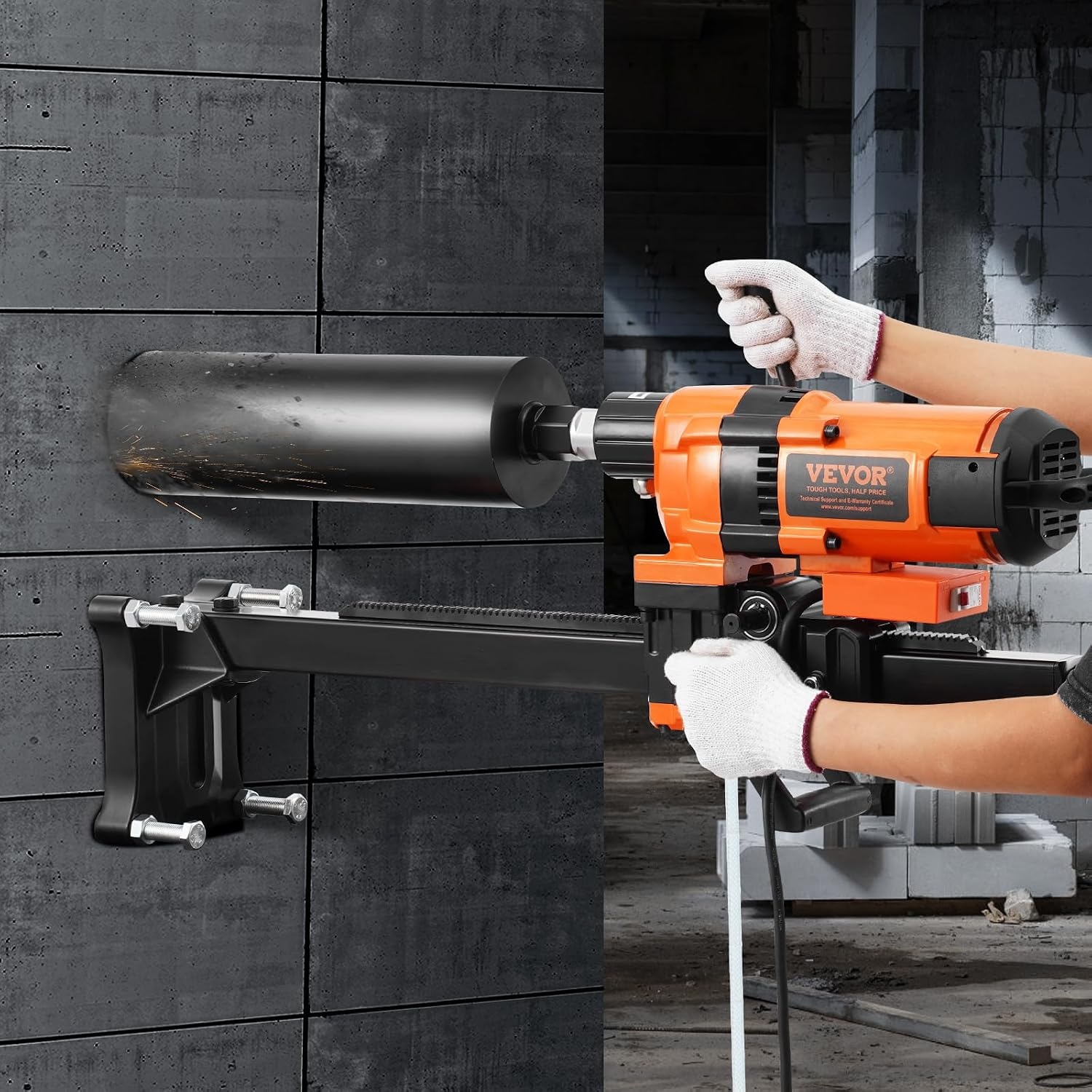 image:imageVEVOR 2 in 1 Handheld amp Standmount Core Drill 0863in Drilling Diameter 2000W Powerful Concrete Drilling Machine with Stand and Core Bit For Corner Operation and LargeScale Projects12in Core Drill 1 Bit