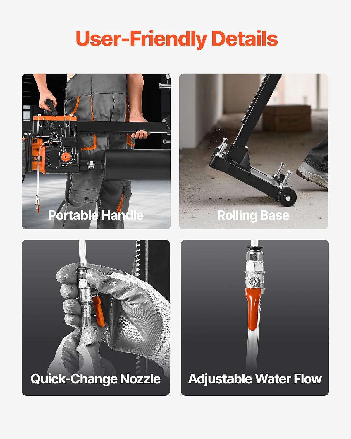 image:imageVEVOR 2 in 1 Handheld amp Standmount Core Drill 0863in Drilling Diameter 2000W Powerful Concrete Drilling Machine with Stand and Core Bit For Corner Operation and LargeScale Projects10in Core Drill 10 Bits Set