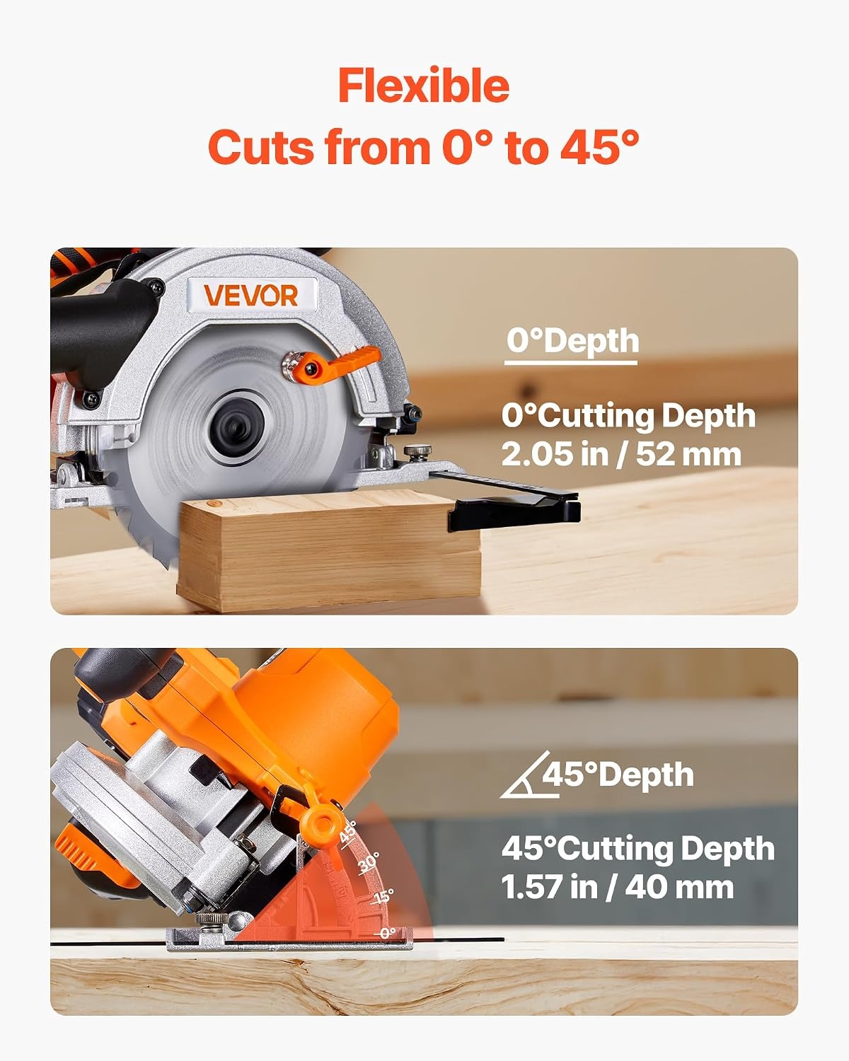 image:imageVEVOR 20V Cordless Circular Saw 612 Brushless Circular Saw 4700 RPM 045 Degree Bevel Capability LED Light Electric Circular Saw Kit with Battery and Charger Included for Wood Cutting612