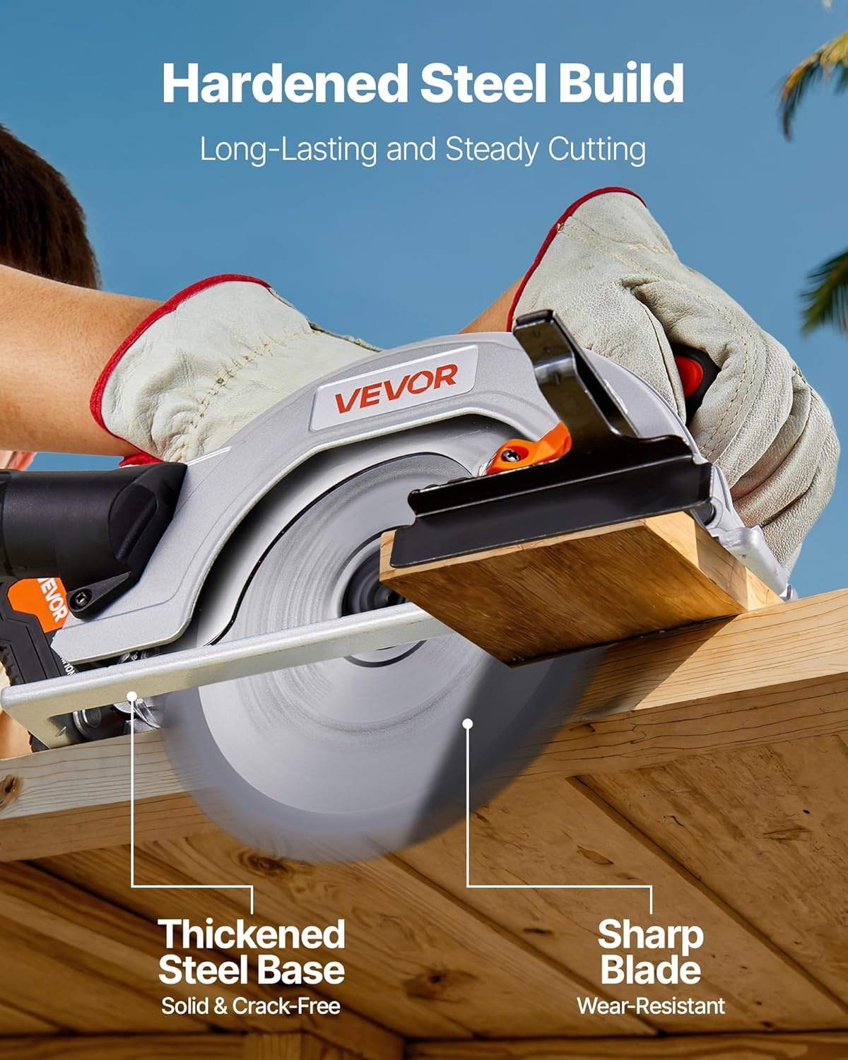 image:imageVEVOR 20V Cordless Circular Saw 612 Brushless Circular Saw 4700 RPM 045 Degree Bevel Capability LED Light Electric Circular Saw Kit with Battery and Charger Included for Wood Cutting612
