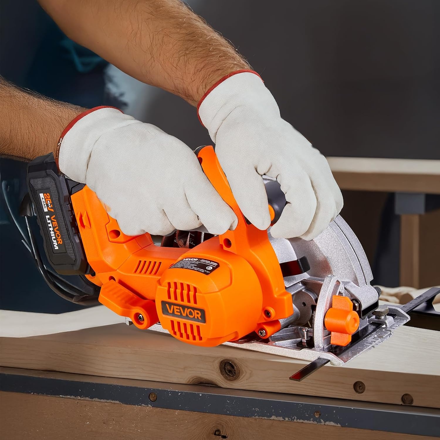 image:imageVEVOR 20V Cordless Circular Saw 612 Brushless Circular Saw 4700 RPM 045 Degree Bevel Capability LED Light Electric Circular Saw Kit with Battery and Charger Included for Wood Cutting612