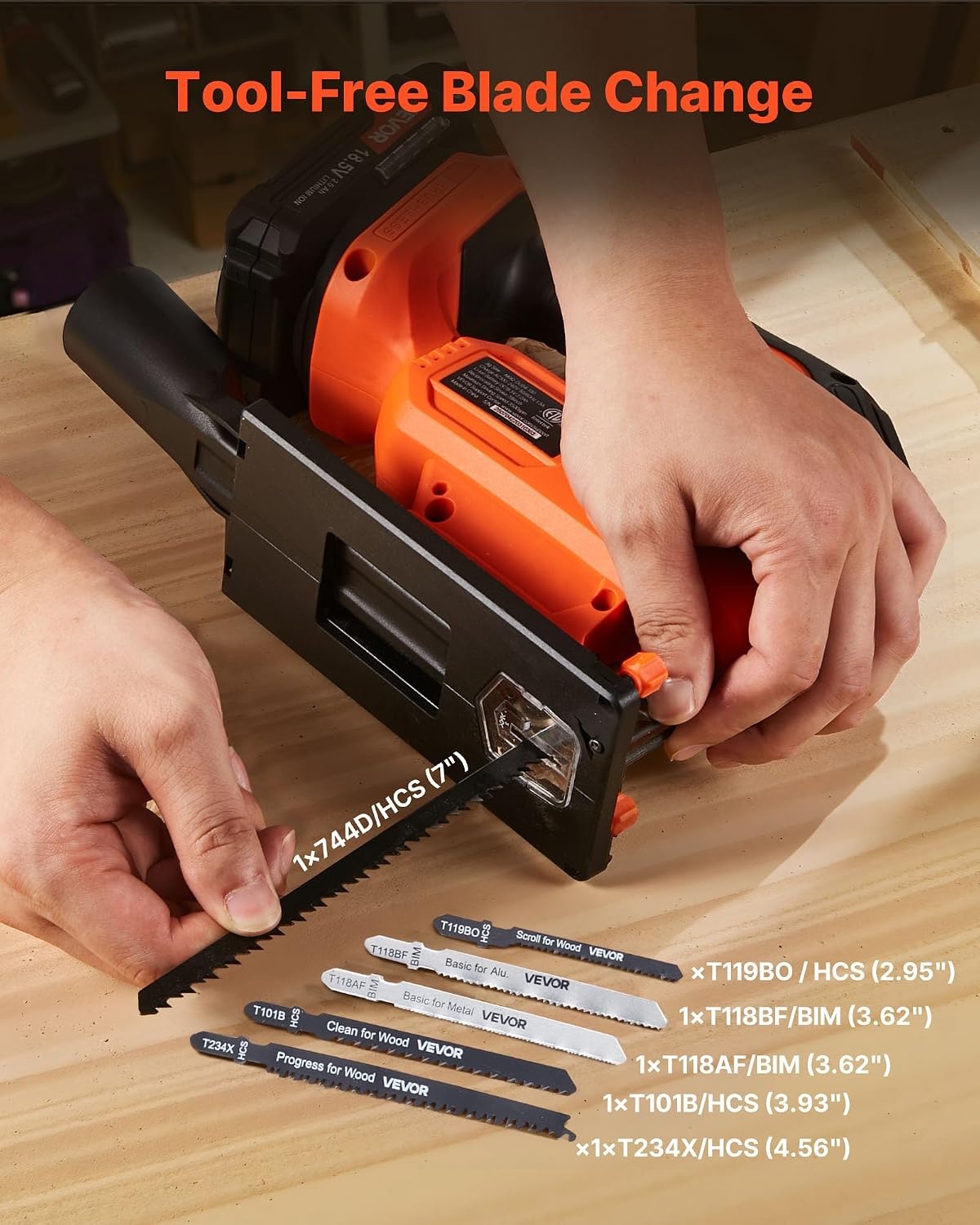 image:imageVEVOR 20V Cordless Jig Saw 34 Jigsaw Tool for Makita 18V Battery 3000 SPM amp 6 Variable Speed Battery amp Charger LED Light 045 Bevel Cuts 6 Blades 4 Orbital Settings for Wood amp Metal783500SPM