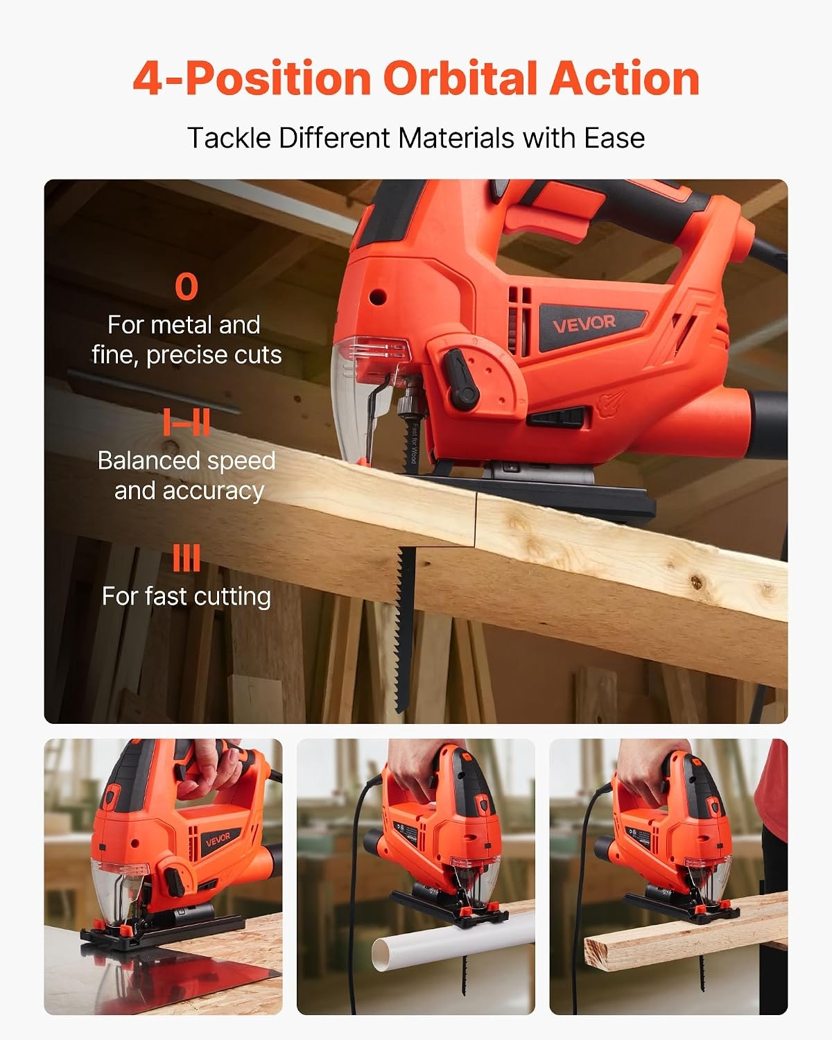 image:imageVEVOR 20V Cordless Jig Saw 34 Jigsaw Tool for Makita 18V Battery 3000 SPM amp 6 Variable Speed Battery amp Charger LED Light 045 Bevel Cuts 6 Blades 4 Orbital Settings for Wood amp Metal783000spm