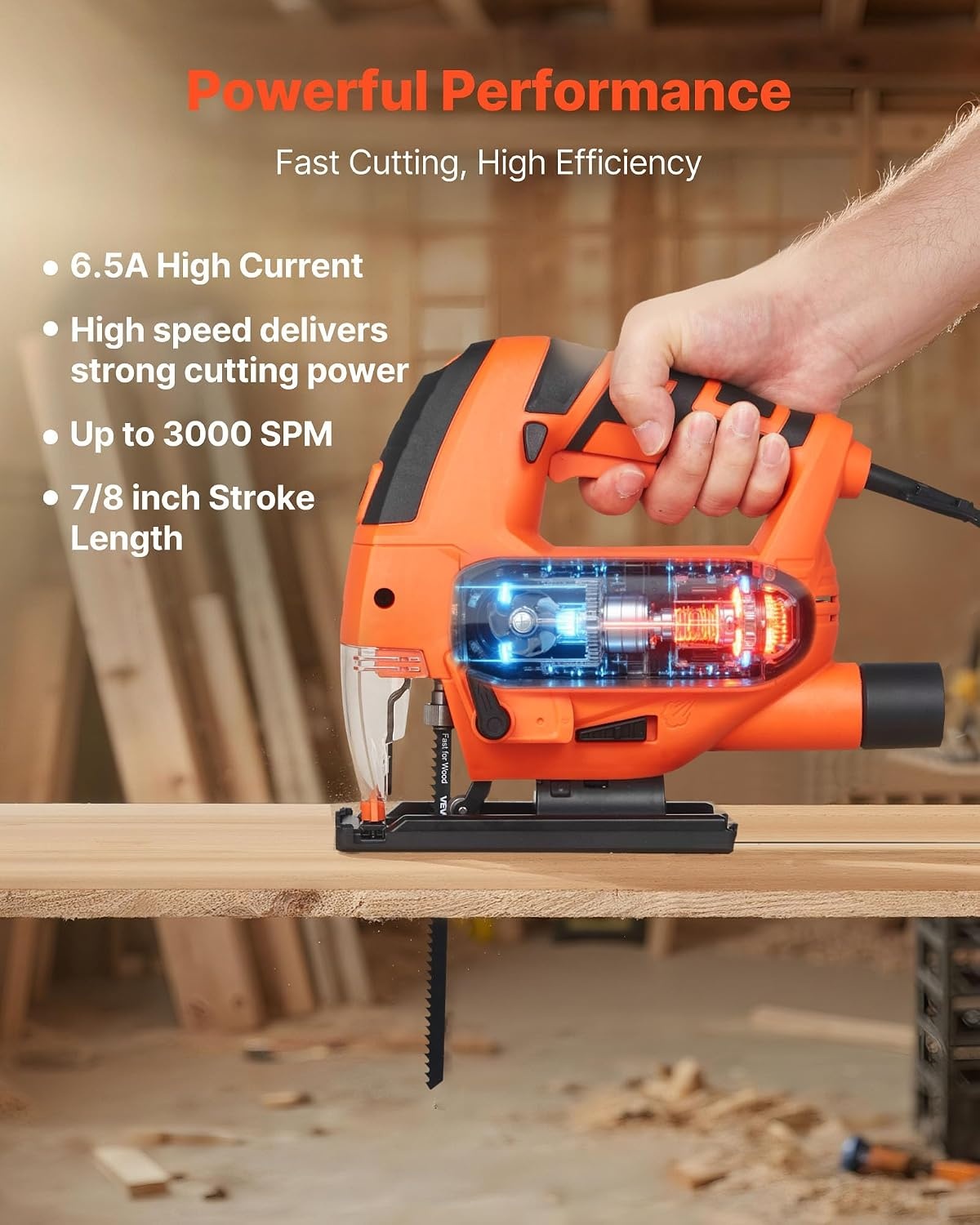 image:imageVEVOR 20V Cordless Jig Saw 34 Jigsaw Tool for Makita 18V Battery 3000 SPM amp 6 Variable Speed Battery amp Charger LED Light 045 Bevel Cuts 6 Blades 4 Orbital Settings for Wood amp Metal783000spm