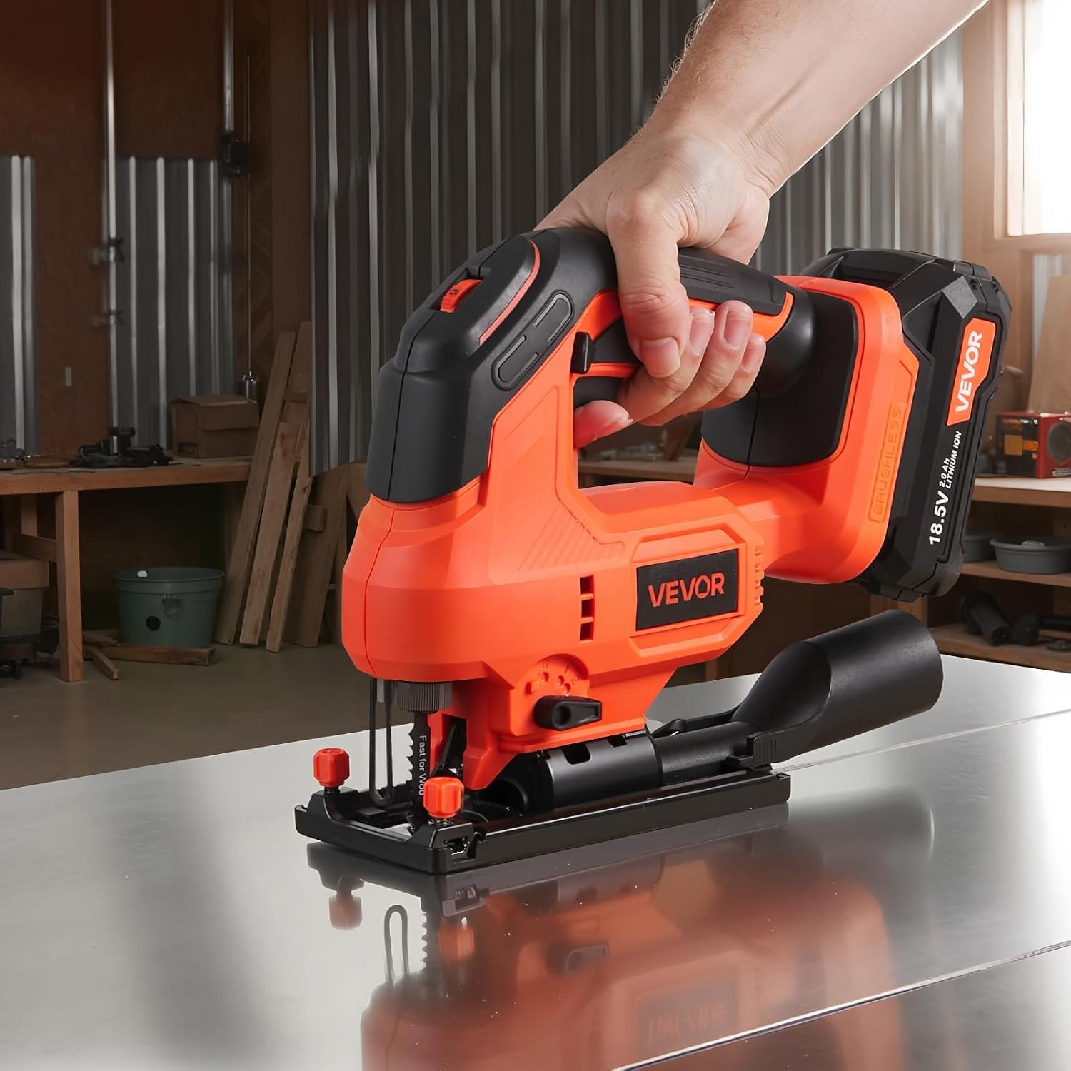 image:imageVEVOR 20V Cordless Jig Saw 34 Jigsaw Tool for Makita 18V Battery 3000 SPM amp 6 Variable Speed Battery amp Charger LED Light 045 Bevel Cuts 6 Blades 4 Orbital Settings for Wood amp Metal783500SPM