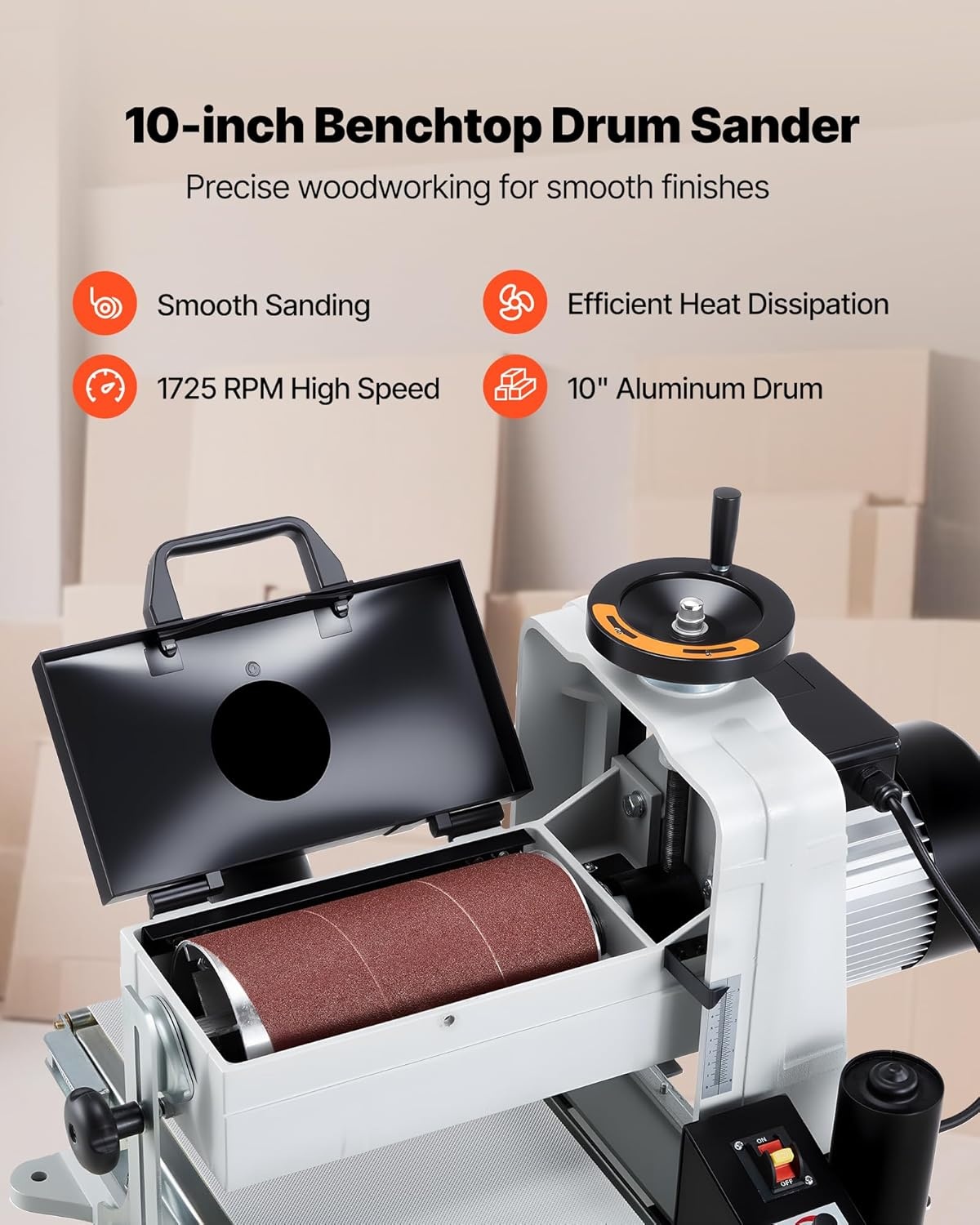 image:imageVEVOR 22 Drum Sander with Stand amp Extension Tables 175HP 1440RPM Dual Motor Drum Sander for Woodworking Variable Speed Conveyor Belt 4 Dust Collection Port for Cabinet amp Furniture Finishing10Inch
