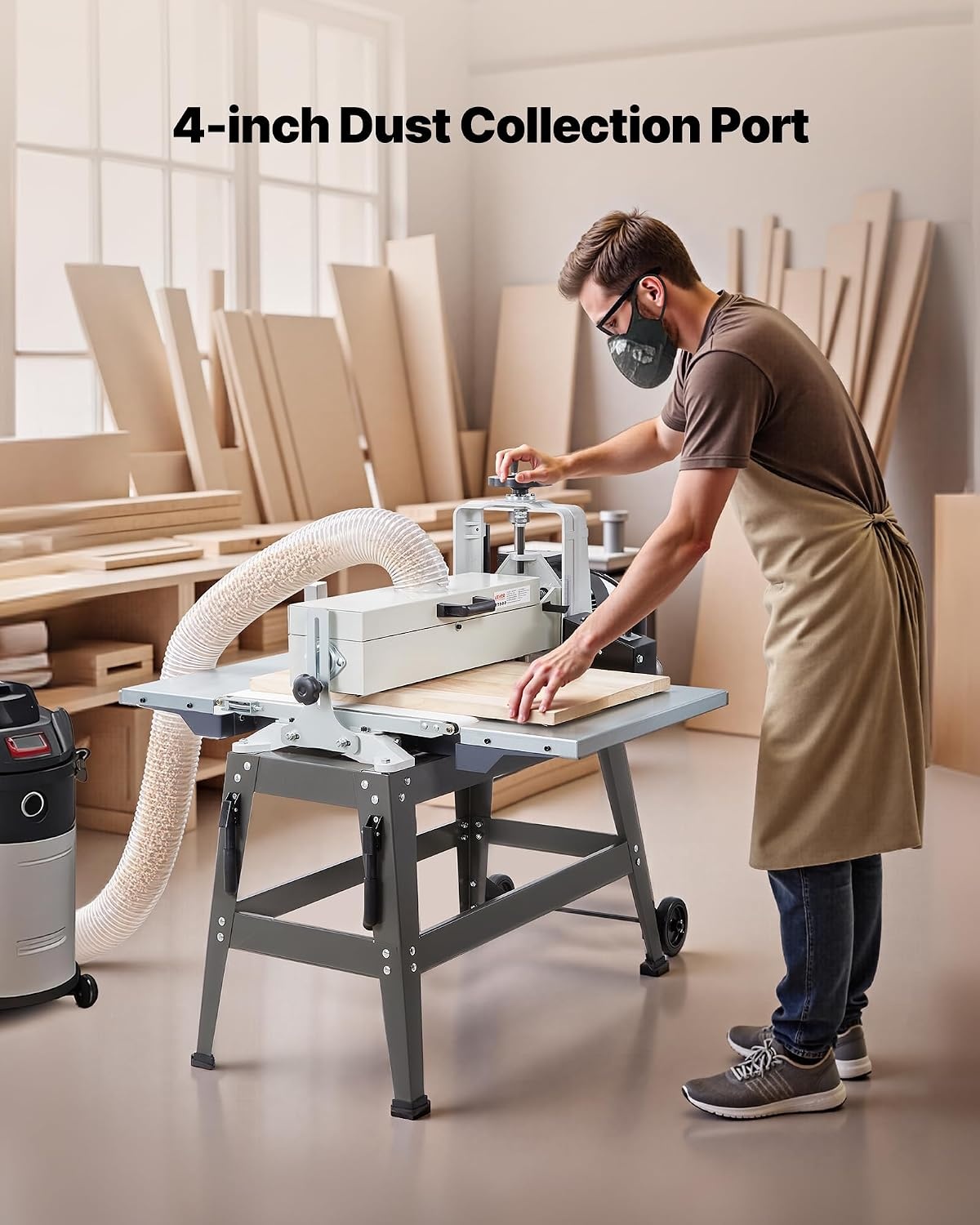 image:imageVEVOR 22 Drum Sander with Stand amp Extension Tables 175HP 1440RPM Dual Motor Drum Sander for Woodworking Variable Speed Conveyor Belt 4 Dust Collection Port for Cabinet amp Furniture Finishing22Inch