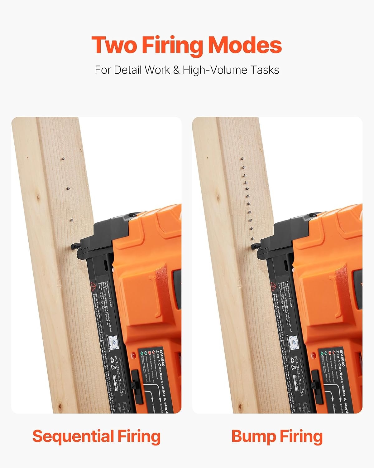 image:imageVEVOR 2in1 Cordless Brad Nailer 18 Gauge 20V Battery Powered Nail Gun and Staple Gun with 500 pcs Nails 500 pcs Staples 20 Ah Liion Battery and Charger for Home Improvement Woodworking20V Nailer Stapler 2 Batteries