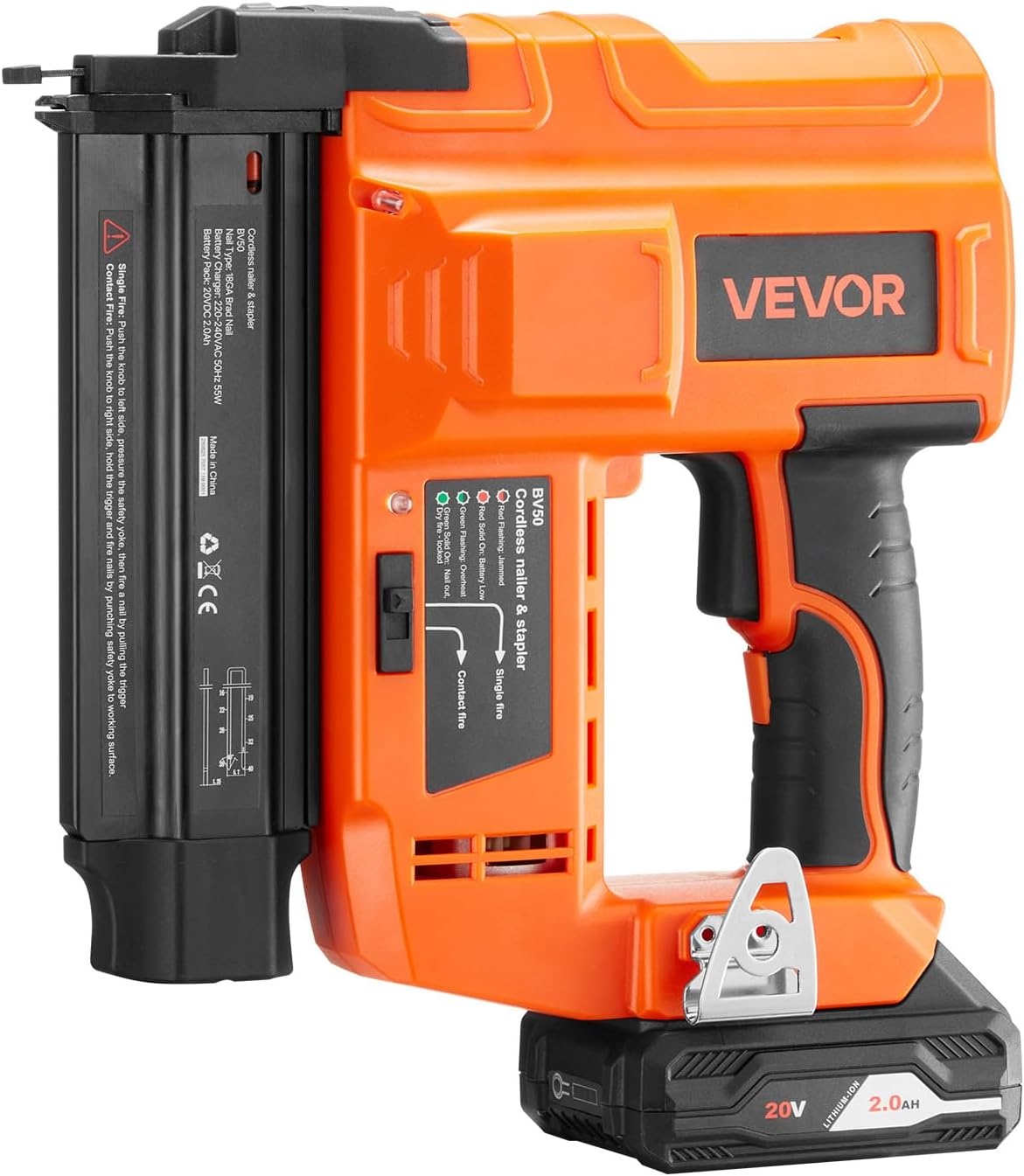 image:imageVEVOR 2in1 Cordless Brad Nailer 18 Gauge 20V Battery Powered Nail Gun and Staple Gun with 500 pcs Nails 500 pcs Staples 20 Ah Liion Battery and Charger for Home Improvement Woodworking20V Cordless Brad Nailer
