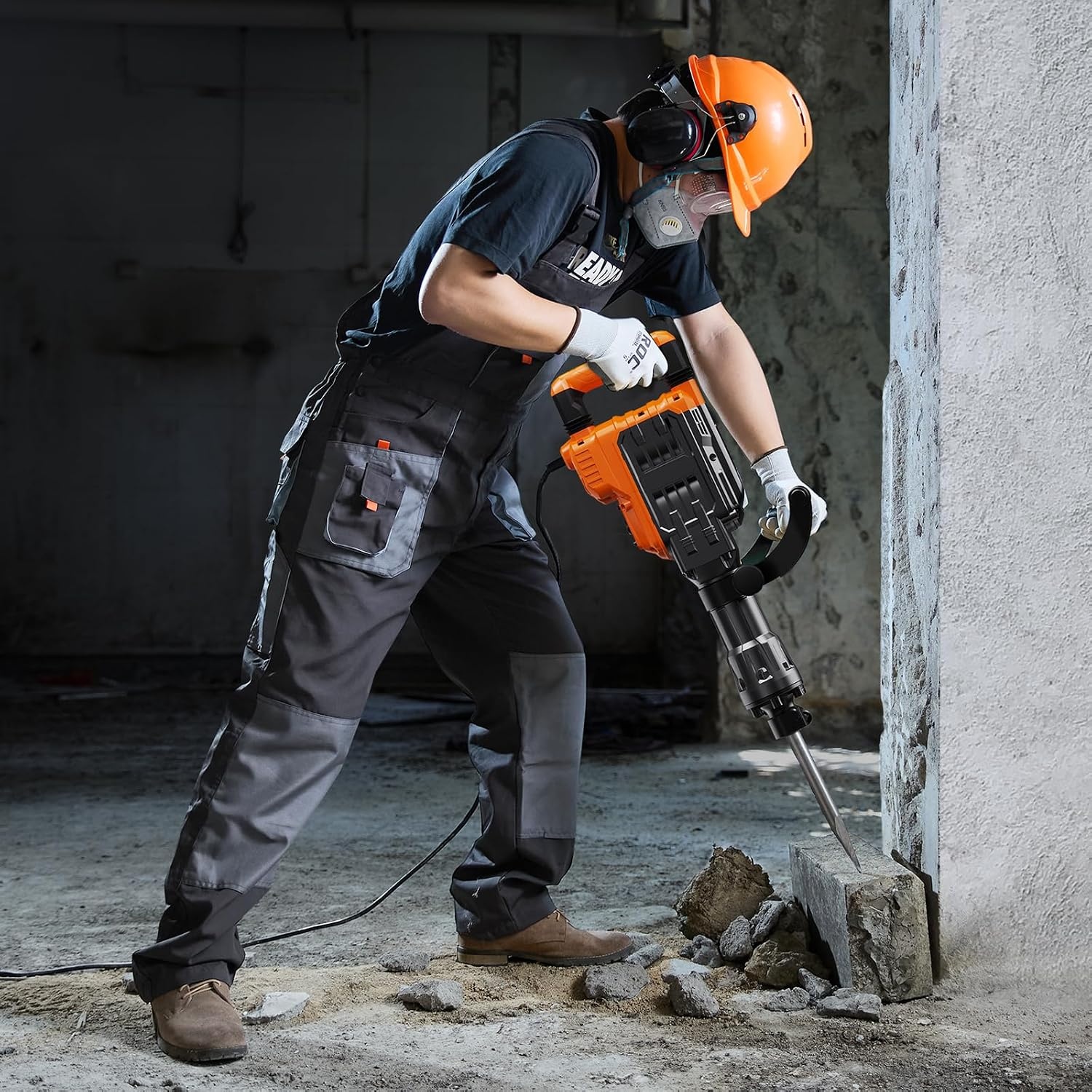 image:imageVEVOR 3500W Electric Demolition Hammer 1900 BPM Durable Jack Hammer Concrete Breaker with 2 Chisels Gloves and a 360 Rotatable Handle for Efficient Trenching BlackBlack