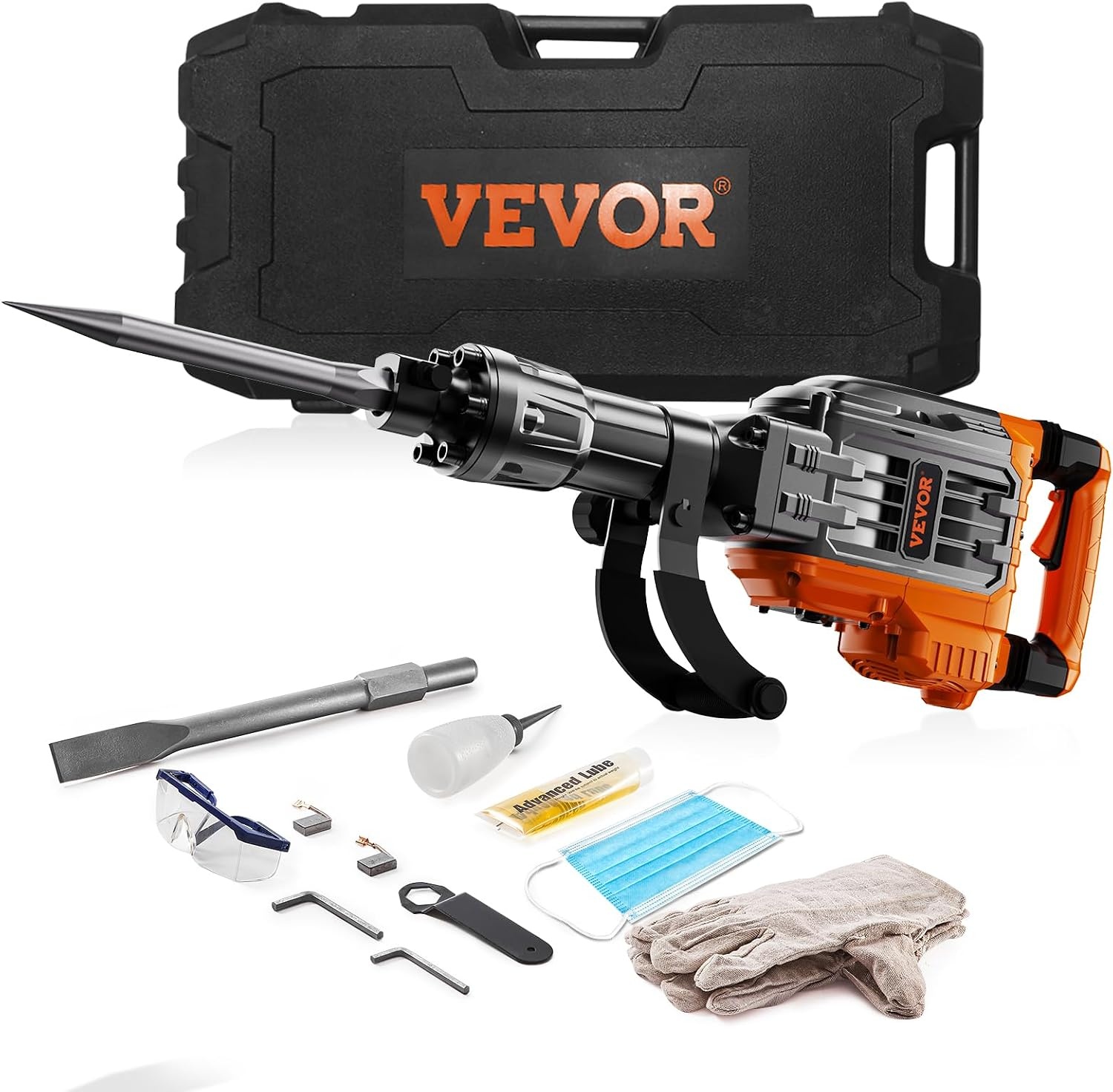 image:imageVEVOR 3500W Electric Demolition Hammer 1900 BPM Durable Jack Hammer Concrete Breaker with 2 Chisels Gloves and a 360 Rotatable Handle for Efficient Trenching BlackBlack