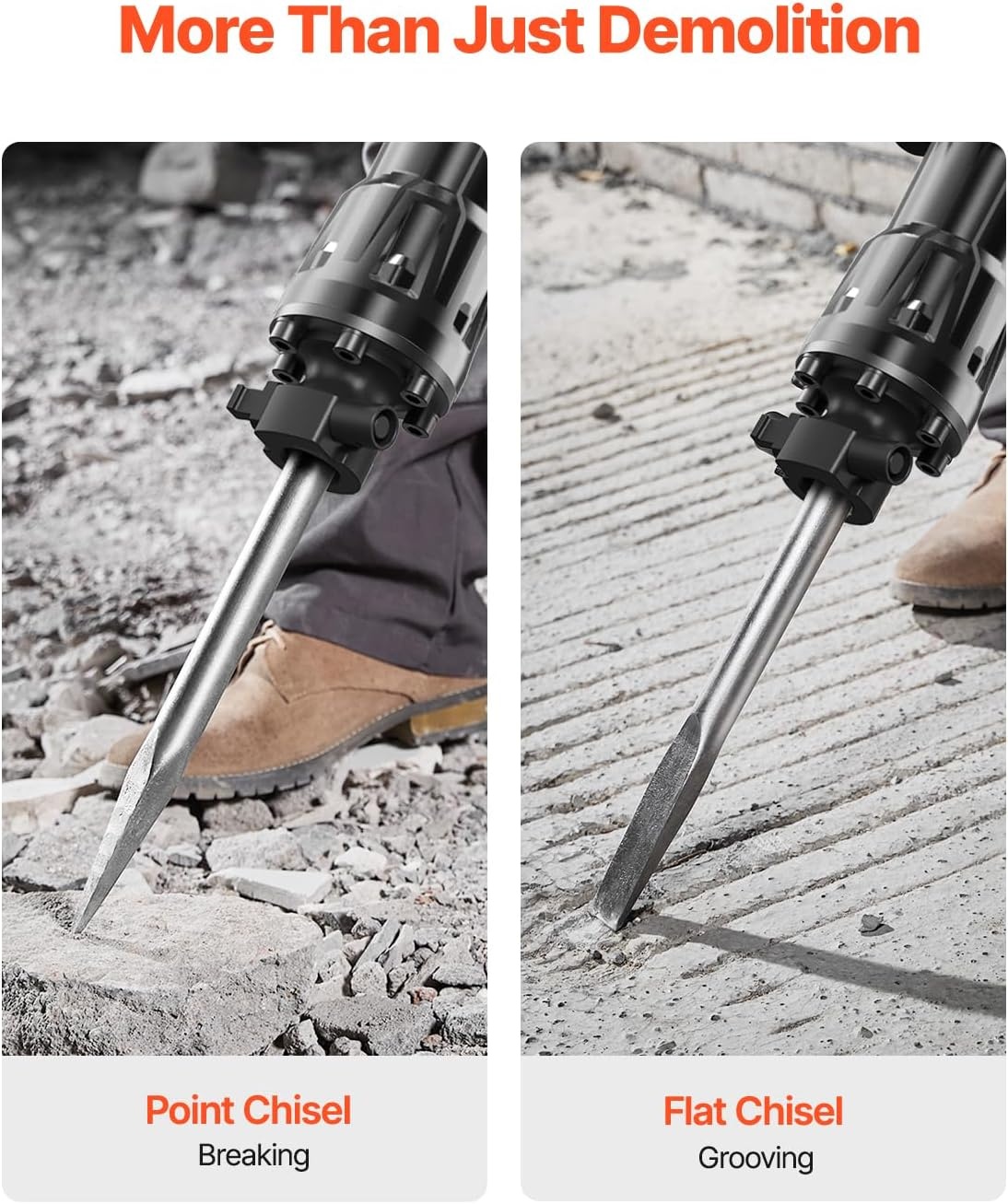 image:imageVEVOR 3500W Electric Demolition Hammer 1900 BPM Durable Jack Hammer Concrete Breaker with 2 Chisels Gloves and a 360 Rotatable Handle for Efficient Trenching BlackBlack