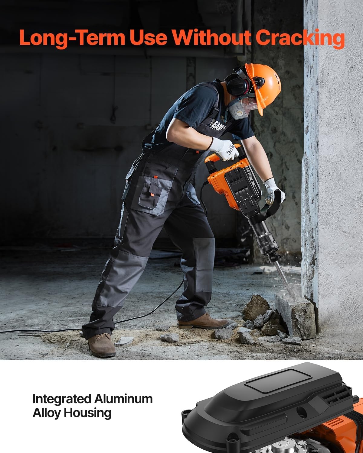 image:imageVEVOR 3500W Electric Demolition Hammer 1900 BPM Durable Jack Hammer Concrete Breaker with 2 Chisels Gloves and a 360 Rotatable Handle for Efficient Trenching BlackBlack